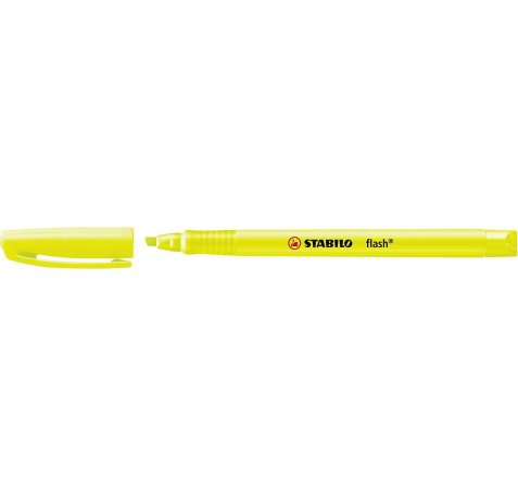 Satabilo Flash Marcador Fluorescente - Tamaño Bolsillo - Trazo de 1 y 3.5mm - Tinta con Base de Agua - Color Amarillo (10 uds)