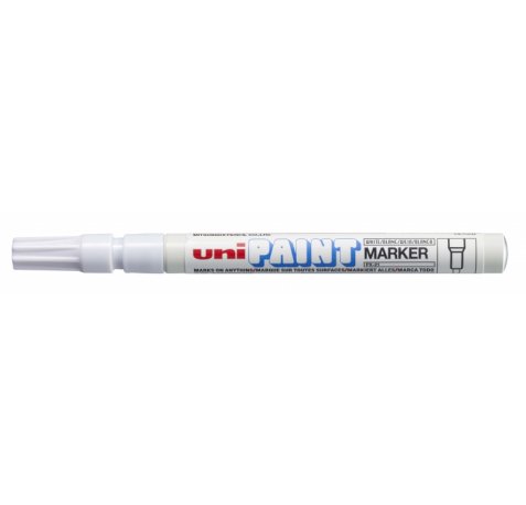 Uni-ball PX-21 Paint Marker - Marcador de Pintura - Punta Acrilica de Bala 0.8-1.2mm - Cuerpo de Aluminio - Tinta Resistente a Luz y Agua - Color Blanco (12 uds)