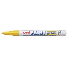 Uni-ball PX-21 Paint Marker - Marcador de Pintura - Punta Acrilica de Bala 0.8-1.2mm - Permanente en Todas las Superficies - Resistente a Luz y Agua - Cuerpo de Aluminio - Color Amarillo (12 uds)