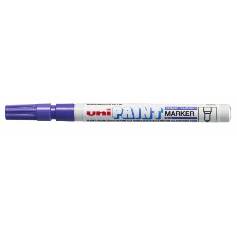 Uni-ball PX-21 Paint Marker - Marcador de Pintura - Punta Acrilica de Bala 0.8-1.2mm - Permanente en Todas las Superficies - Resistente a Luz y Agua - Cuerpo de Aluminio - Color Violeta (12 uds)