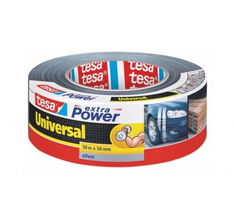 Tesa Extra Power Universal Cinta Adhesiva Americana Multiusos 50mm x 50 Metros - Fuerte Poder de Pegado - Se Rompe Facilmente con la Mano - Resistente a la Intemperie - Color Gris