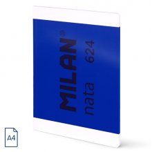 Milan Nata 624 Libreta Encolada Formato A4 Liso - 48 Hojas de 95 gr/m2 - Microperforado - Color Azul