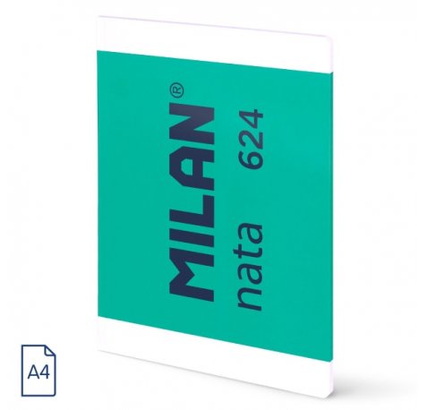 Milan Nata 624 Libreta Encolada Formato A4 Pautado 7mm - 48 Hojas de 95 gr/m2 - Microperforado - Color Verde