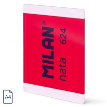 Milan Nata 624 Libreta Encolada Formato A4 Cuadricula 5x5mm - 48 Hojas de 95 gr/m2 - Microperforado - Color Rosa