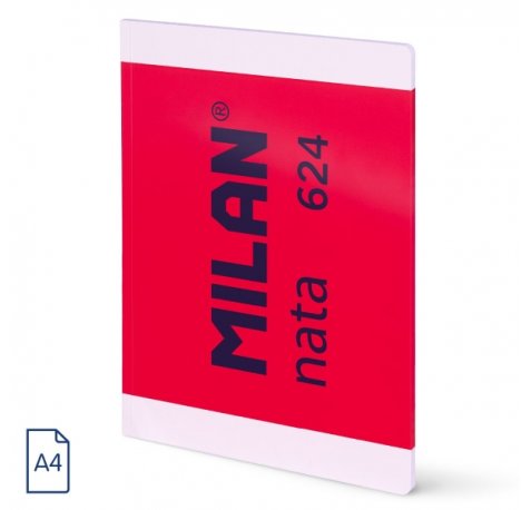 Milan Nata 624 Libreta Encolada Formato A4 Cuadricula 5x5mm - 48 Hojas de 95 gr/m2 - Microperforado - Color Rosa