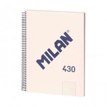 Milan Cuaderno Espiral Formato A4 Pautado 7mm - 80 Hojas de 95 gr/m2 - Microperforado, 4 Taladros - Color Beige