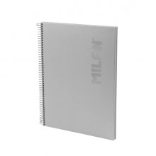 Milan Shadow Cuaderno Espiral Formato A4 Cuadricula 5x5 - 80 Hojas de 95 gr/m2 Microperforadas y con 4 Taladros - Tapa Dura - Color Gris