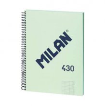 Milan Cuaderno Espiral Formato A4 Cuadricula 5x5mm - 80 Hojas de 95 gr/m2 - Microperforado, 4 Taladros - Color Verde