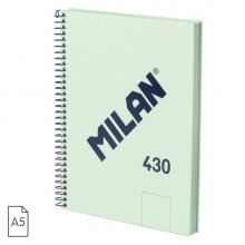 Milan 430 Since 1918 Cuaderno A5 con Espiral - Hojas Blancas - 80 Hojas de 95g - Tapa Dura - Color Menta