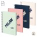 Milan 430 Since 1918 Pack de 4 Cuadernos A5 con Espiral - Papel a Lineas de 7mm - 80 Hojas de 95g - Tapa Dura - Colores Surtidos