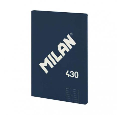 Milan Libreta Encolada Formato A4 Pautado 7mm - 48 Hojas de 95 gr/m2 - Microperforado - Tapa Blanda - Color Azul Oscuro