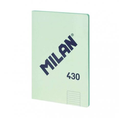 Milan Libreta Encolada Formato A4 Pautado 7mm - 48 Hojas de 95 gr/m2 - Microperforado - Tapa Blanda - Color Verde