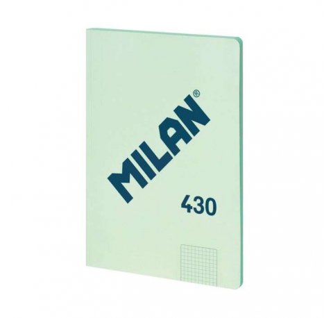 Milan Libreta Encolada Formato A4 Cuadricula 5x5mm - 48 Hojas de 95 gr/m2 - Microperforado - Tapa Blanda - Color Verde