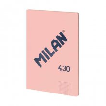 Milan Libreta Encolada Formato A4 Cuadricula 5x5mm - 48 Hojas de 95 gr/m2 - Microperforado - Tapa Blanda - Color Rosa