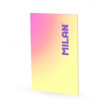 Milan Sunset Libreta Encolada Formato A4 Cuadricula 5x5mm - 48 Hojas de 95 gr/m2 Microperforadas - Color Amarillo/Rosa