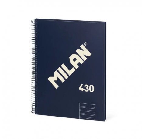 Milan 430 Since 1918 Cuaderno Espiral Formato A4 Doble Pauta 3,5mm - 80 Hojas de 95 gr/m2 Microperforadas con 4 Taladros - Tapa Dura - Color Azul