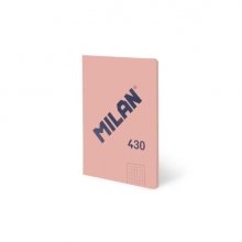 Milan 430 Libreta Encolada Formato A5 Cuadricula 5x5 - 48 Hojas de 95 gr/m2 - Microperforado - Tapa Blanda - Color Rosa