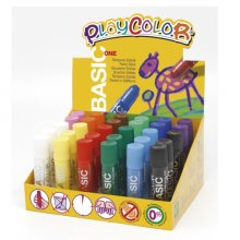 PlayColor Basic One Expositor de 30 Temperas Solidas - No Arrugan el Papel - No Necesitan Agua - Especial para Uso Escolar - Colores Surtidos
