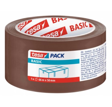 Tesa Basic Precinto de Embalar 50mm x 66 Metros - Fabricado en Polipropileno - Adhesivo Ecologico - Color Marron (6 uds)