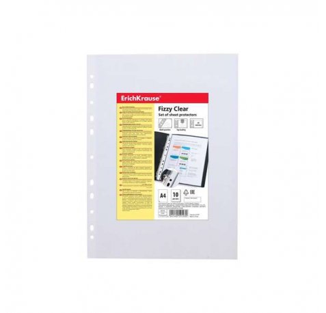 Erichkrause Pack de 10 Fundas Protectoras Fizzy Clear - 30cm - A4 - Transparente