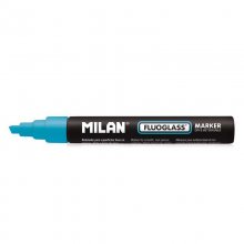 Milan Fluoglass Rotulador Superficies Lisas - Punta Biselada - Trazo de 2 - 4mm - Tinta al Agua - Borrado Facil - Color Azul (12 uds) Milan Fluoglass Rotulador Superficies Lisas - Punta Biselada - Trazo de 2 - 4mm - Tinta al Agua - Borrado Facil - Color Azul (12 uds)