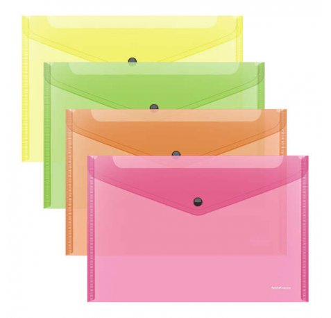 Erichkrause Pack de 12 Sobres Glossy Neon - Tamaño ?4 - Semitransparente - Surtido de Colores - Color Surtido