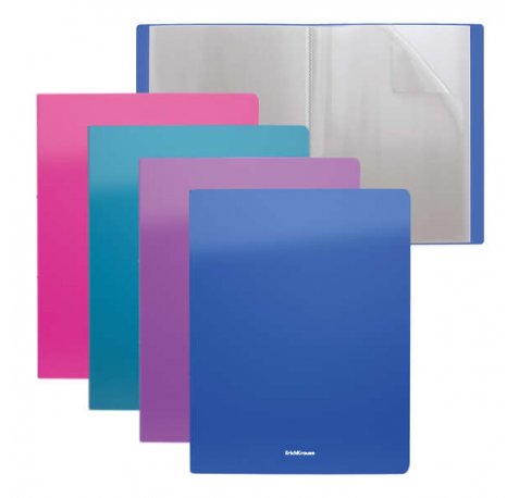 Erichkrause Pack de 4 Carpetas con Fundas Matt Vivid - 20 Fundas A4 - Colores Surtidos