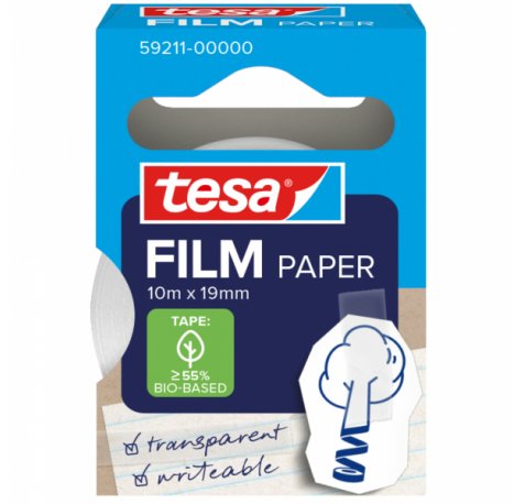 Tesa Paper Pack de 1 Cinta Adhesiva de Papel 19mm x 10 Metros - Casi Invisible en Superficies de Color Claro - Se puede Cortar con la Mano y Escribir sobre ella - Papel Certificado FSCÂ®