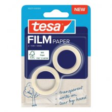 Tesa Paper Pack de 2 Cintas Adhesivas de Papel 19mm x 10 Metros - Casi Invisible en Superficies de Color Claro - Se puede Cortar con la Mano y Escribir sobre ella - Papel Certificado FSCÂ®