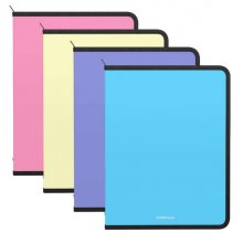 Erichkrause Pack de 4 Carpetas con Cremallera Matt Pastel - A4 - Colores Surtidos