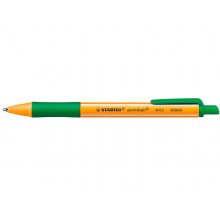 Stabilo Pointball Boligrafo Retractil - Punta de 1mm - Tinta con Base de Aceite - Recargable - 79% Plastico Reciclado - Grip Antideslizante - Color Verde (10 uds)