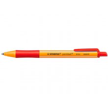 Stabilo Pointball Boligrafo Retractil - Punta de 1mm - Tinta con Base de Aceite - Recargable - 79% Plastico Reciclado - Grip Antideslizante - Color Rojo (10 uds)