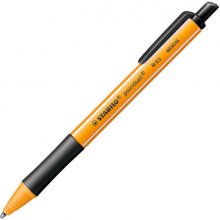 Stabilo Pointball Boligrafo Retractil - Punta de 1mm - Tinta con Base de Aceite - Recargable - 79% Plastico Reciclado - Grip Antideslizante - Color Negro (10 uds)