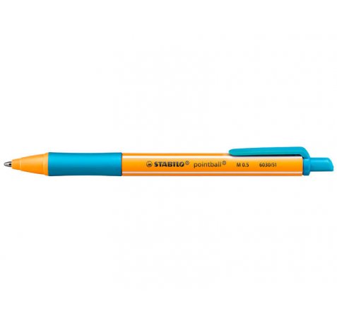 Stabilo Pointball Boligrafo Retractil - Punta de 1mm - Tinta con Base de Aceite - Recargable - 79% Plastico Reciclado - Grip Antideslizante - Color Turquesa (10 uds)