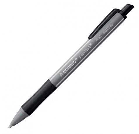 Stabilo Pointball Colorful Boligrafo Retractil - Trazo 0.5mm - Hecho con 87% Bioplastico - Grip Antideslizante - Recargable - Color Negro (10 uds)