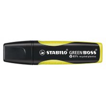 Stabilo Green Boss Marcador Fluorescente - Fabricado con un 83% de Plastico Reciclado - Trazo entre 2 y 5mm - Recargable - Color Amarillo (10 uds)