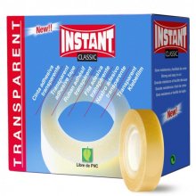 Instant Classic Cinta Adhesiva Transparente 12mm x 33m - Libre de PVC - Transparente (24 uds)
