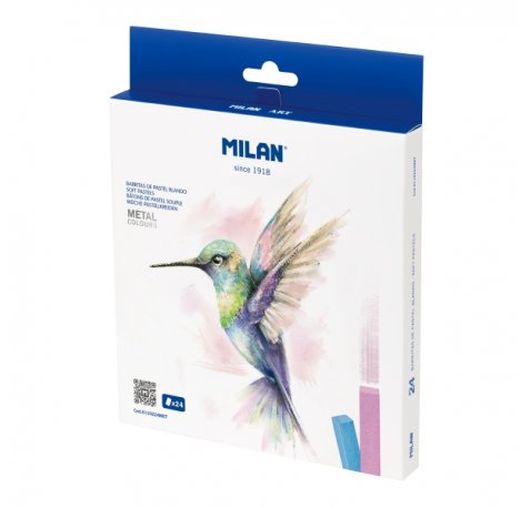 Milan Art Pack de 24 Barritas Pastel Blando - Colores Metalizados - Colores Surtidos