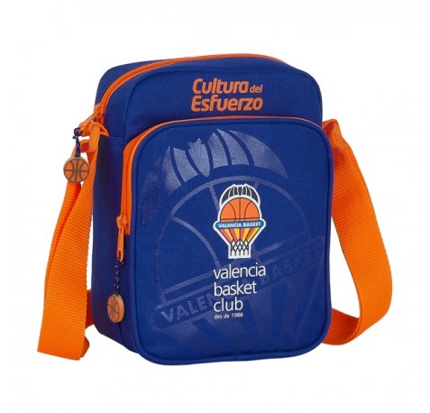 Safta Valencia Basket Bandolera - Cremallera - Bolsillo Frontal - Bandolera Ajustable - Compartimento Trasero con Velcro - 2L - 160x60x220mm - Color Azul Oscuro