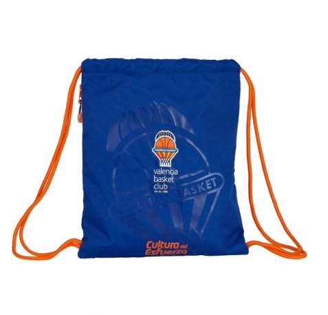 Safta Valencia Basket Saco Plano - Bolsillo con Cremallera - Cierre con Cordones - 5L - Materiales Duraderos - Ligero y Compacto - 350x10x400mm - Color Azul Oscuro