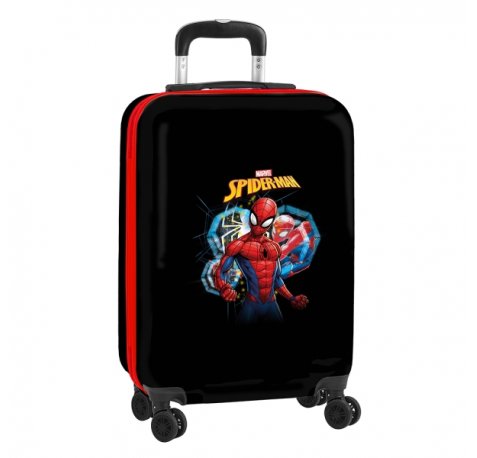 Safta Spider-Man Hero Maleta Trolley de Cabina 20â? - Cierre con Candado - Interior con Bolsillo - Cintas Elasticas - Ruedas Giratorias - Asa Extensible - 40.1L - 345x200x550mm - Color Negro