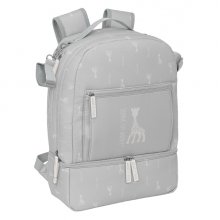 Safta Sophie la Girafe Mum Mochila para Carrito Bebe de 19.4L - Bolsillos Internos - Cremallera Doble Facil - Bolsillo Termo - Bolsillo Lateral - 300x150x430mm - Color Gris Claro