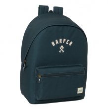 Safta Harper and Neyer Mochila para Portatil hasta 15.6" - Conector USB - Base Acolchada - Bolsillo Frontal - Tirador Doble - Hombreras Ergonomicas - 24.55L - 310x180x440mm - Color Azul Marino