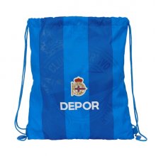 Safta Real Deportivo de la CoruÃ±a Saco Plano - Bolsillo Interior con Cremallera - Cierre con Cordones - 5L - 350x10x400mm - Color Azul