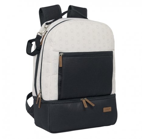 Safta Miffy Mum Moon Mochila para Carrito Bebe de 19.4L - Compartimento Amplio - Cremallera Doble - Bolsillo Frontal - Bolsillo Termo - Bolsillo Lateral - 300x150x430mm - Color Blanco y Negro