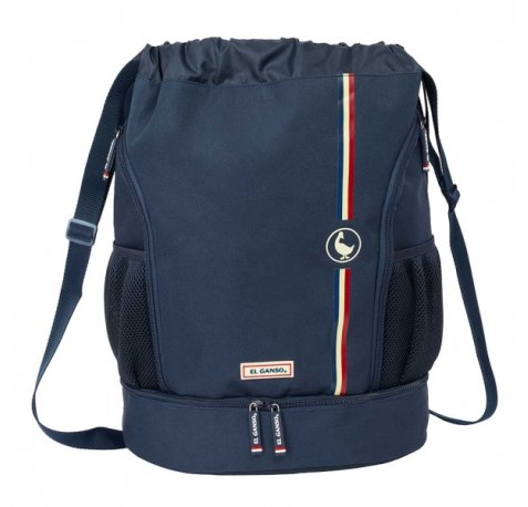 Safta el Ganso Eclipse Saco Mochila - Bolsillo Interior con Cremallera - Bolsillos Laterales - Hombreras Ajustables - 21.93L - 340x150x430mm - Color Azul Marino
