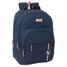 Safta el Ganso Eclipse Mochila con 2 Compartimentos - Cantoneras Antirozaduras - Adaptable a Carro - Bolsillo Frontal - Portabotellas - Hombreras Acolchadas - 320x150x420mm - Color Azul Marino