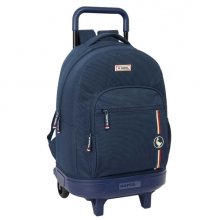 Safta el Ganso Eclipse Mochila con Carro - Extraible - Bolsillo Frontal - Portabotellas - Tirador Doble - Asa y Hombreras Acolchadas - Tarjeta ID - 330x220x450mm - Color Azul Marino