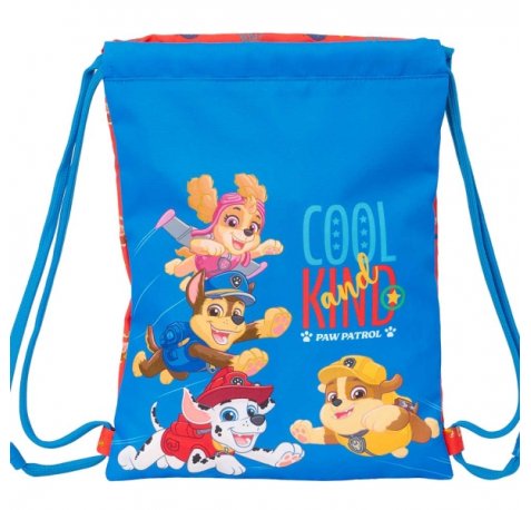 Safta Paw Patrol Cool Saco Plano - Bolsillo con Cremallera - Cierre con Cordones - 3L - 260x10x340mm - Color Azul