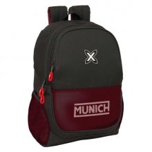 Safta Munich Vulcan Mochila Adaptable a Carro - Bolsillos Laterales - Dos Compartimentos - Cremalleras Dobles - Hombreras Acolchadas - Asa Superior - 23L - 320x160x440mm - Color Negro y Rojo